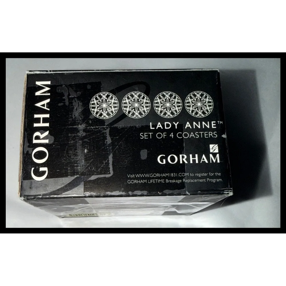 Gorham Lady Anne Crystal Coasters Set of 4 Clear Round Starburst Cut Glass